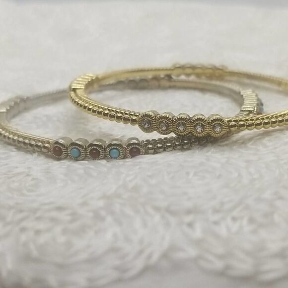 RJ Graziano Bracelets CN Two Gold Bangle Vintage - Picture 3 of 13